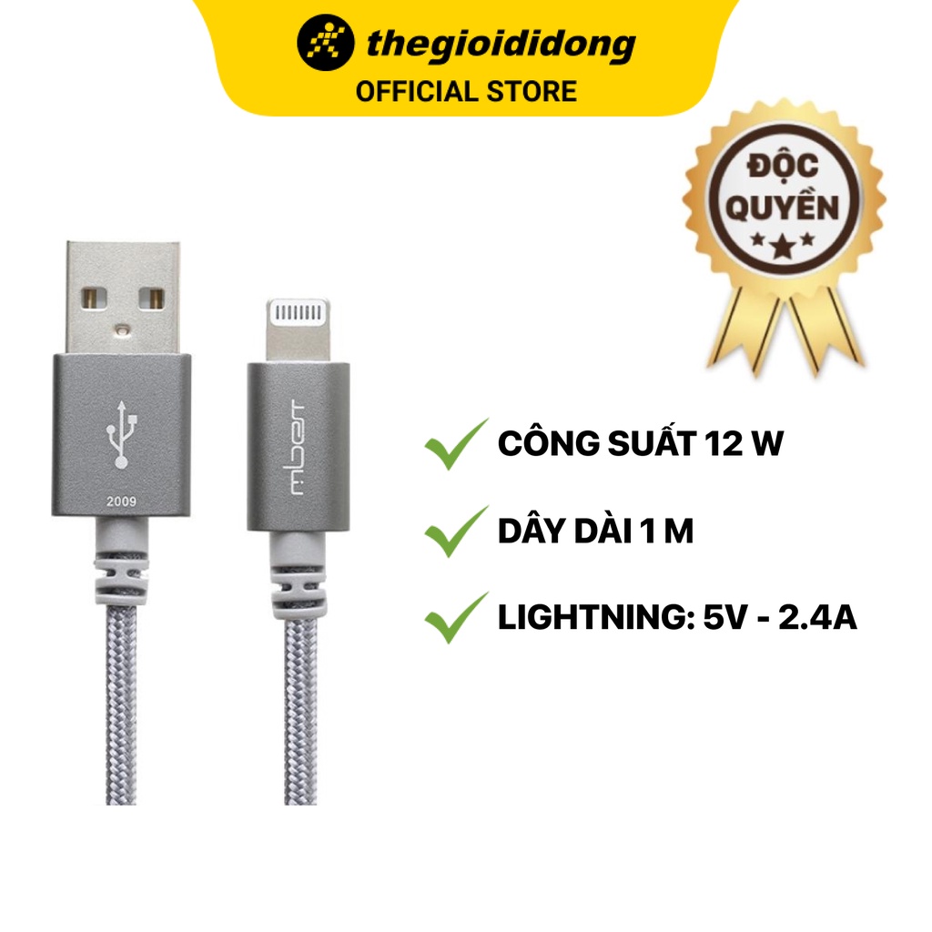 Cáp Lightning MFI 1m Mbest DS949-WB Xám