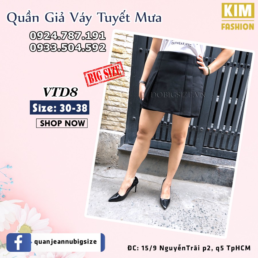 Quần Giả Váy Bigsize Vải Tuyết Mưa VTD8 size 30-38
