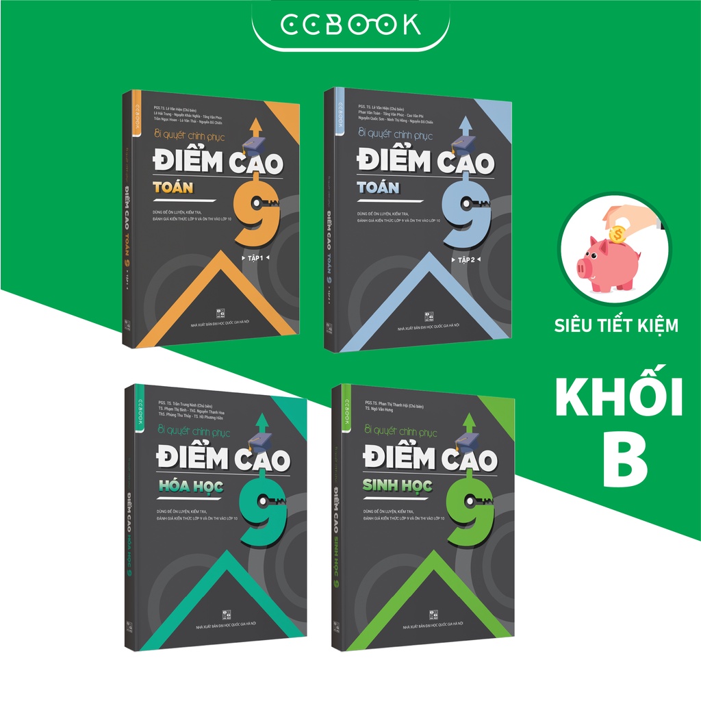 Sách – Combo lớp 9 khối B Bí quyết chinh phục điểm cao – Toán Hóa Sinh (4 cuốn) – Siêu tiết kiệm – Chính hãng CCbook