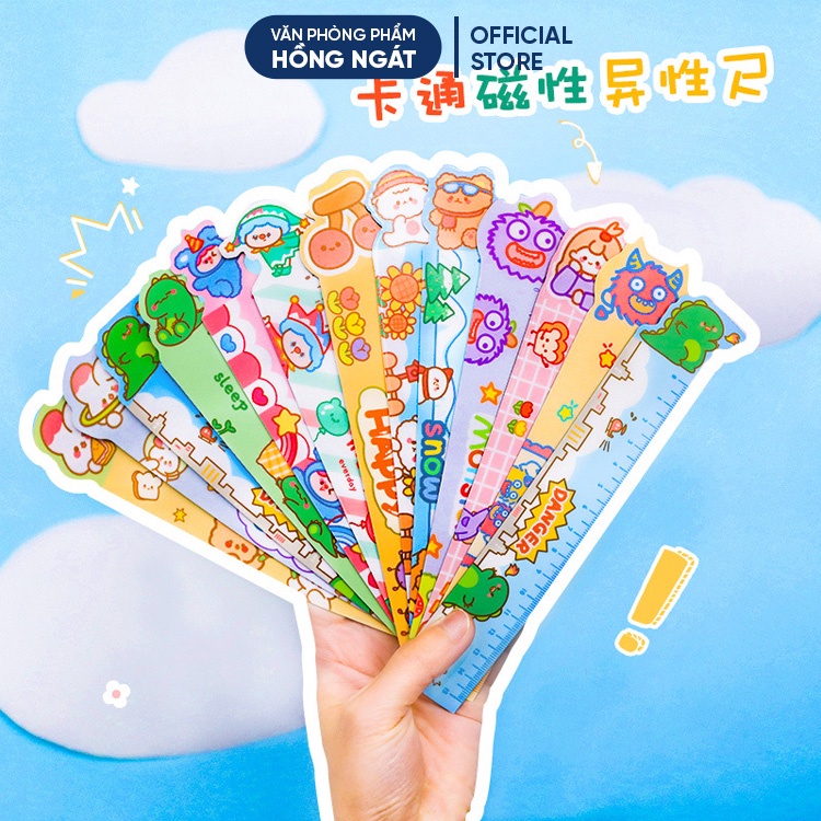 Thước kẻ dẻo có nam châm, thước kẻ học sinh chiều dài 15cm cute dễ thương đồ dùng học tập làm quà tặng học sinh TK01