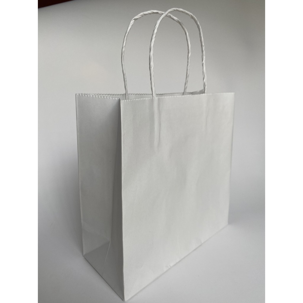 Túi giấy kraft có quai xách 29x24x10cm - màu trắng
