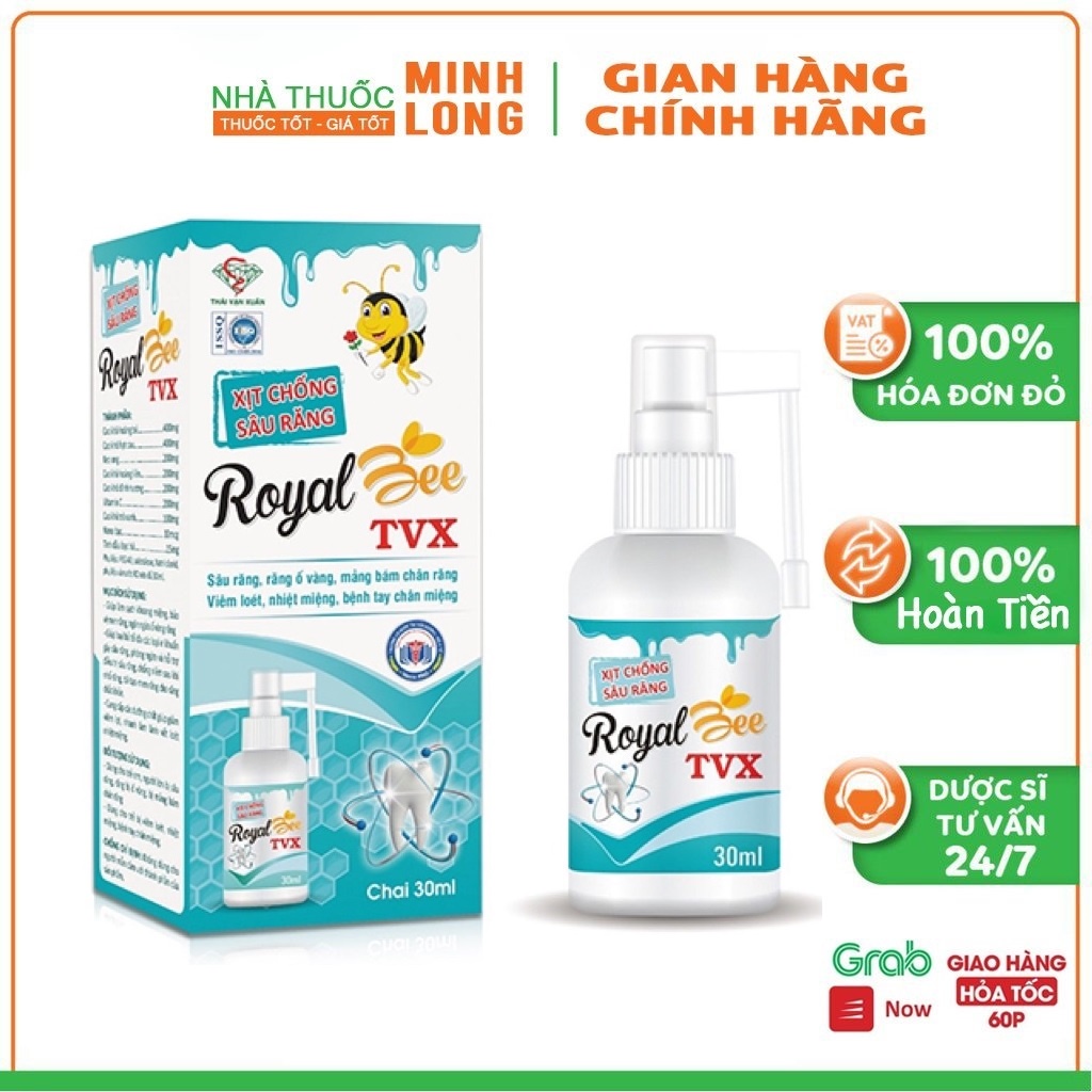 Xịt chống sâu răng ROYAL BEE TVX- Giảm răng ố vàng, mảng bám chân răng, nhiệt miệng, chân tay miệng (Lọ 30ml)