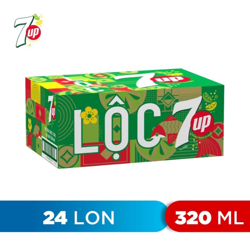 (Thùng 24 lon) Nước ngọt 7Up Chanh Lon (Lon 320ml)