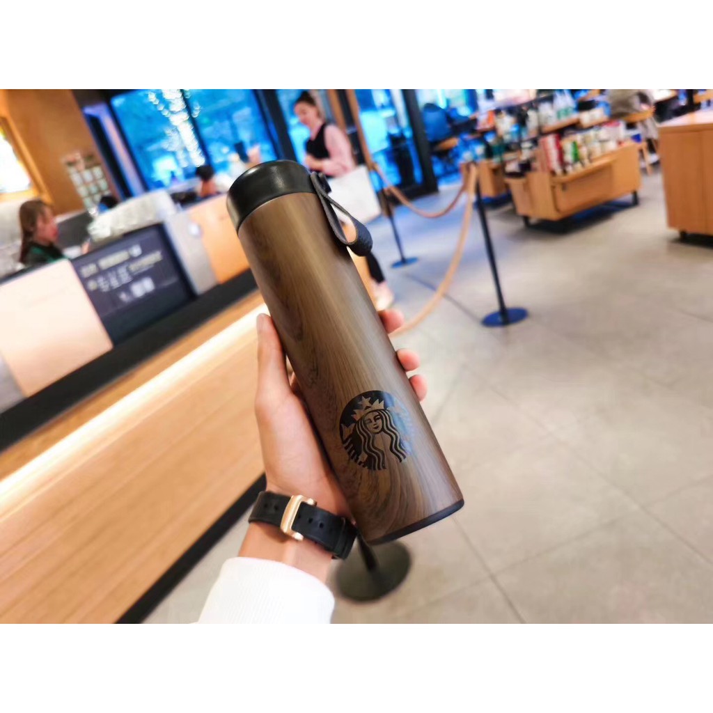 Bình giữ nhiệt chính hãng Starbucks Wooden vân gỗ  FREESHIP Dung tích 500ml