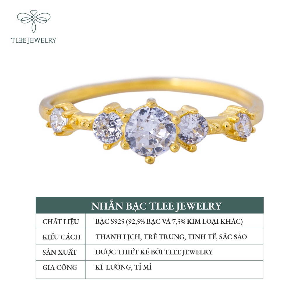 Nhẫn bạc nữ TLEE Snow Princess Fre mạ vàng 14k đính đá cao cấp NCJ A0139