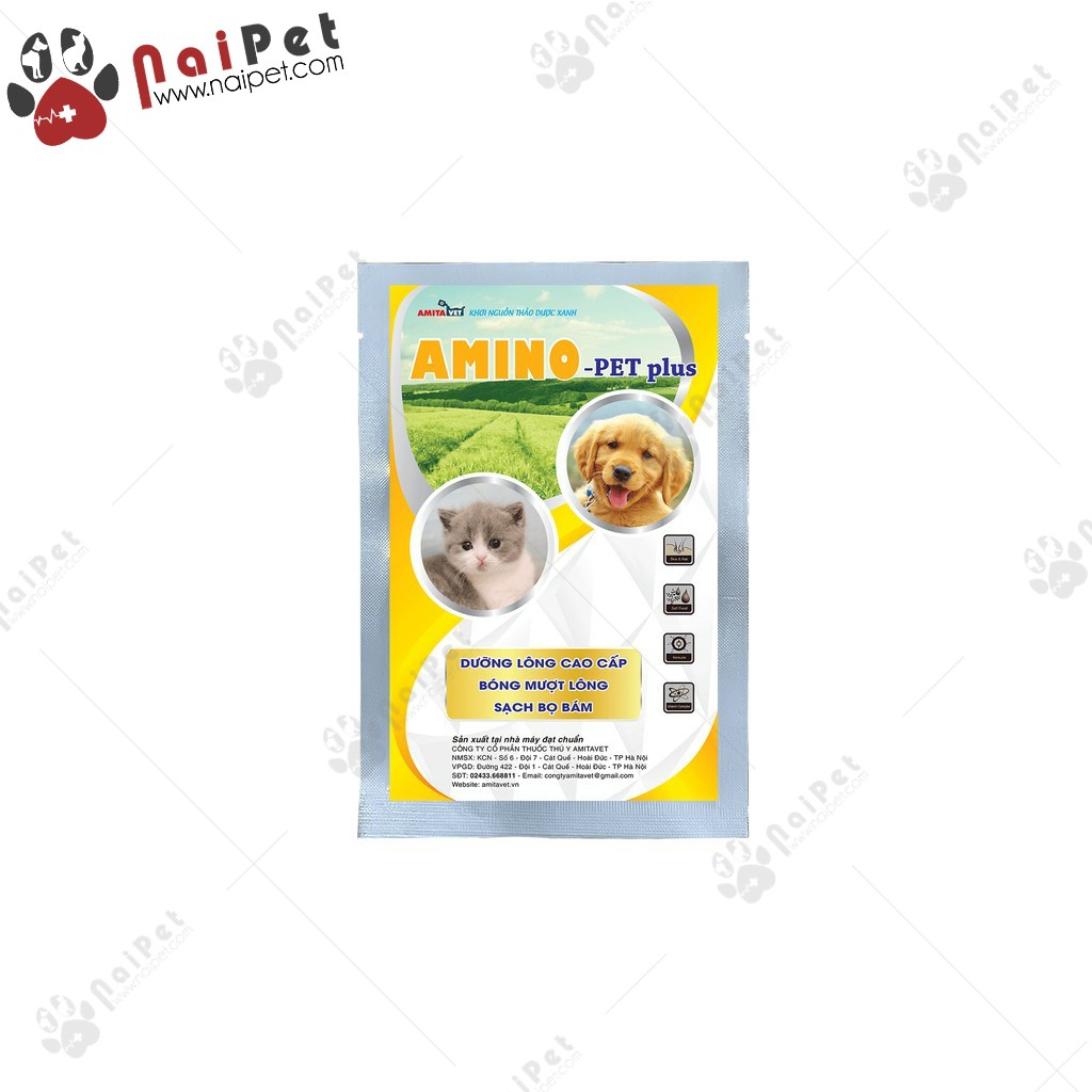 Bột Bổ Sung Vitamin Dưỡng Lông Cho Chó Mèo Amino Pet Plus Amitavet 35g