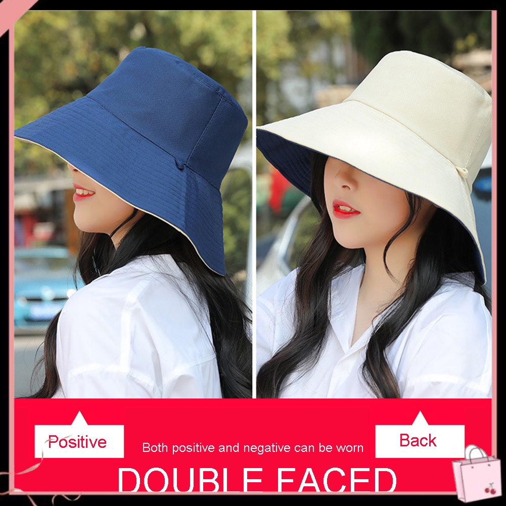 Nón Vành Rộng Hai Mặt Chống Tia UV Thời Trang Cho Nữ