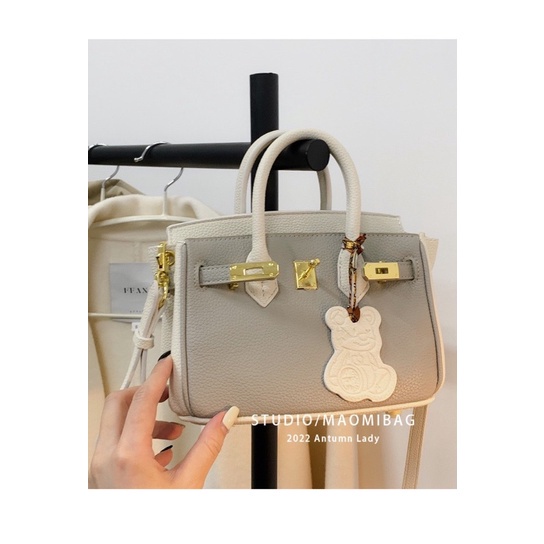 Túi chữ H tag gấu Bikin size 20 chất da togo hàng QC cao cấp