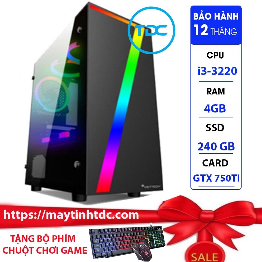 Case MAX PC GAMING X7 CPU Core i3-3220 Ram 4GB SSD 240GB GTX 750TI Chơi PUBG,LOL,CF,Fifa4,Đế chế...+Bộ Phím Chuột Game