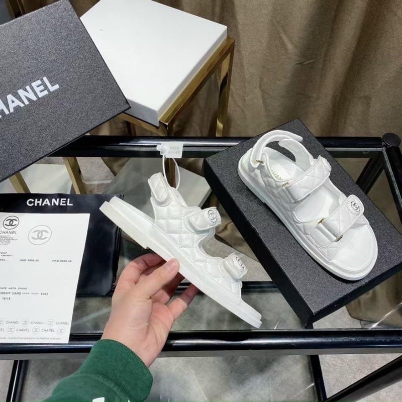 Sandal channel trần trám 2 quai dán