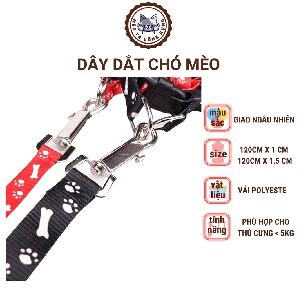 Dây xích chó, dây dắt chó, dây dắt mèo nhiều màu sắc dành cho thú cưng dưới 7kg