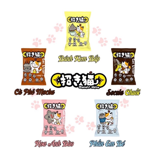 CÁT ĐẤT SÉT VỆ SINH NHẬT CHO MÈO MANEKI NEKO TÚI 5L