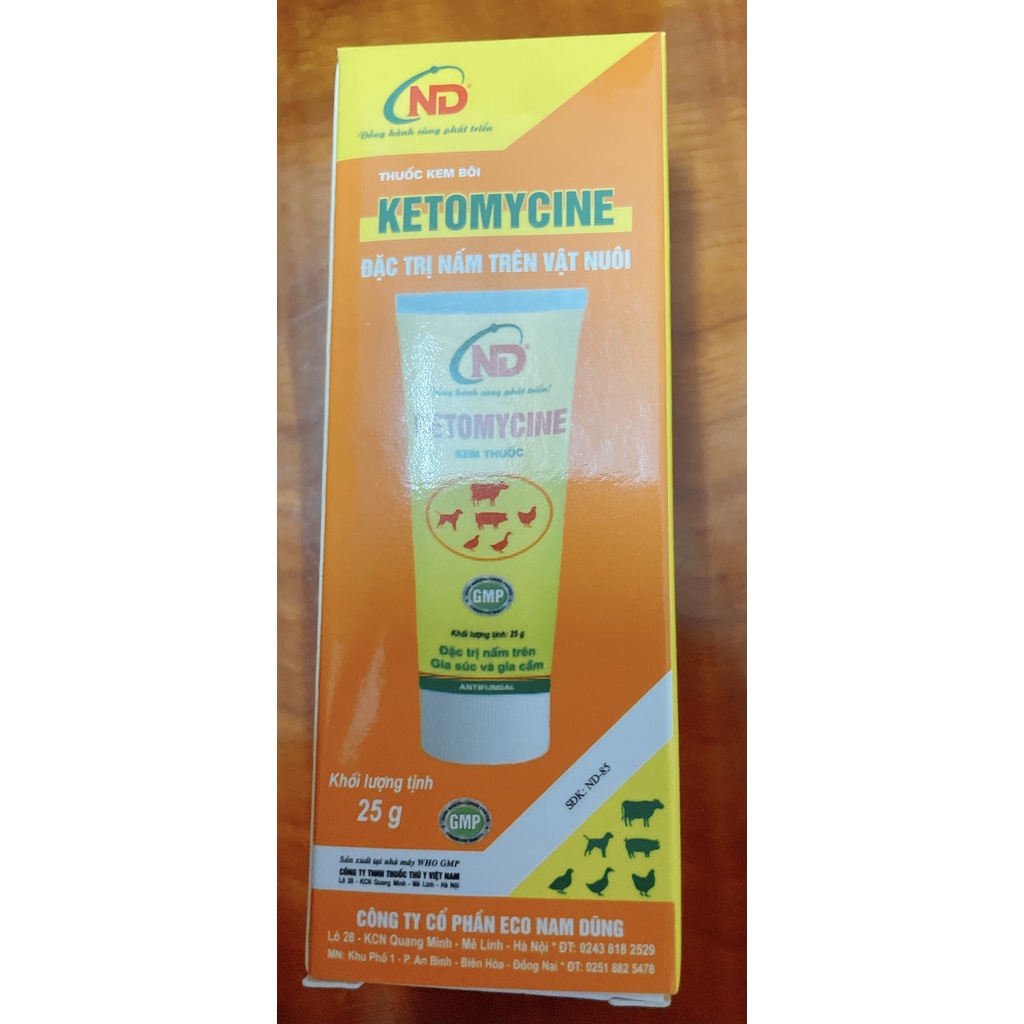 Thuốc kem bôi đặc trị nấm da KETOMYCINE cho vật nuôi 25g