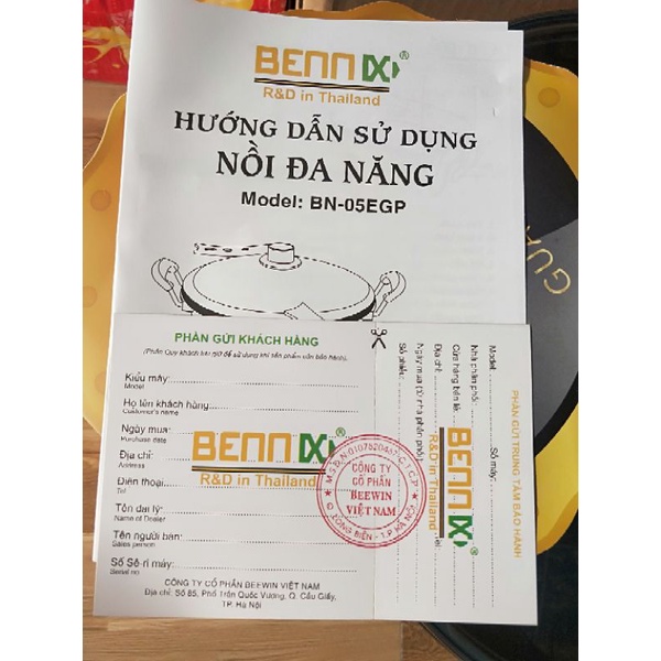 Nồi lẩu điện xào nấu đa năng Bennix Thái Lan-BN-05EGP dung tích 5L bảo hành 24tháng