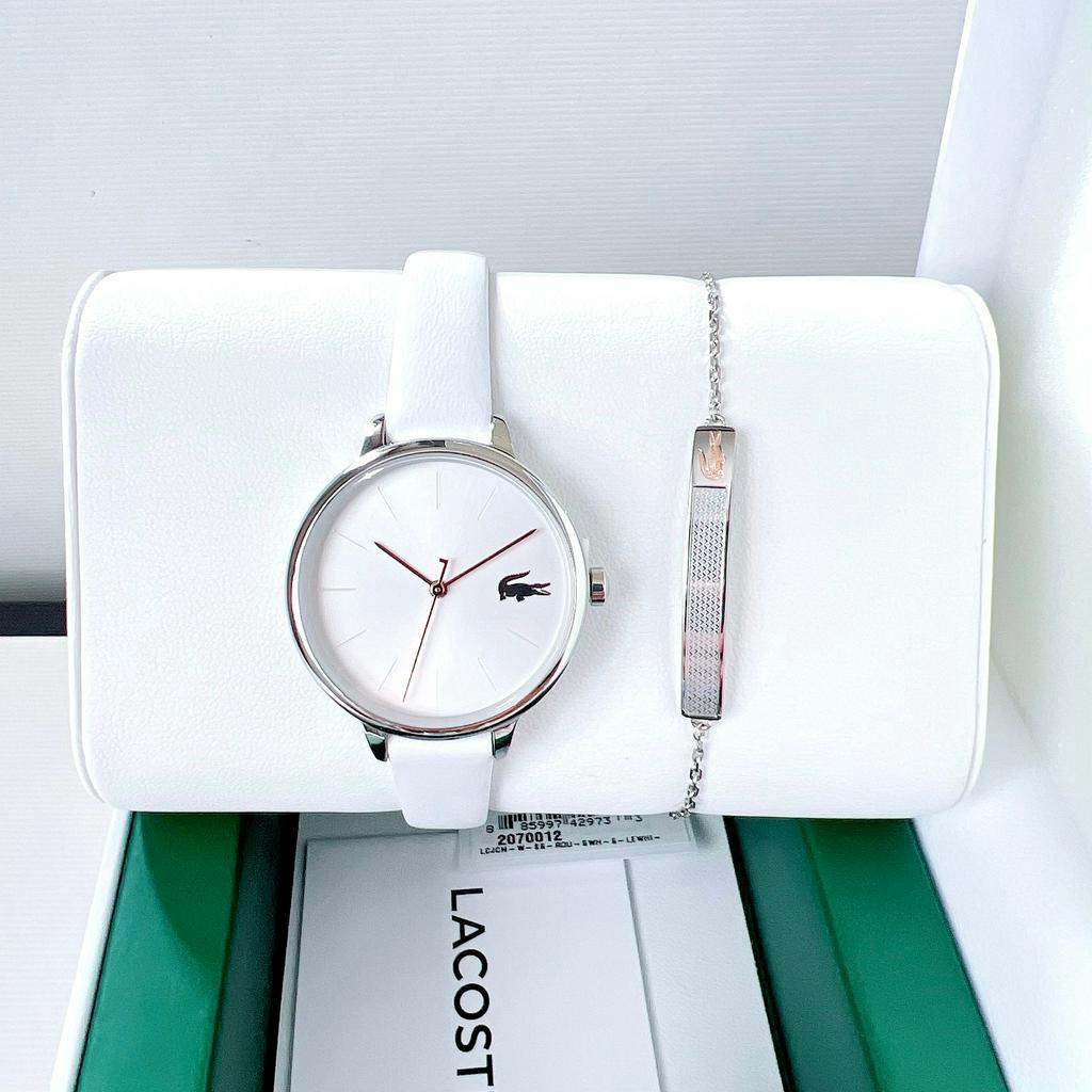 Đồng hồ nữ dây da Set Lacoste White Tone