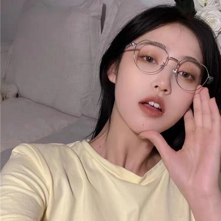 Mắt Kính Gọng Kim Loại Chống Ánh Sáng Xanh Phong Cách Retro Thời Trang Cho Nữ