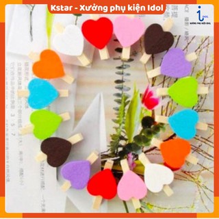 Set 10 combo kẹp gỗ trái tim đủ màu + 3m dây