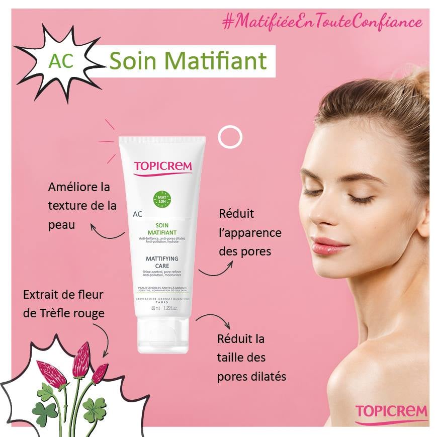 Topicrem Kem Dưỡng Ẩm, Giảm Nhờn Cho Da Nhờn Mụn AC Mattifying Care 40ml