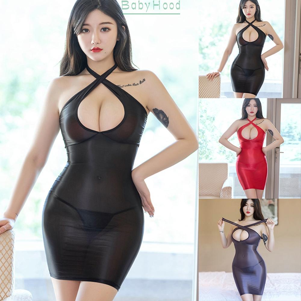 Sexy Women Hollow Out See Through Mini Dress Bodydoll Stretchy Bodycon Nightwear#BBHOOD