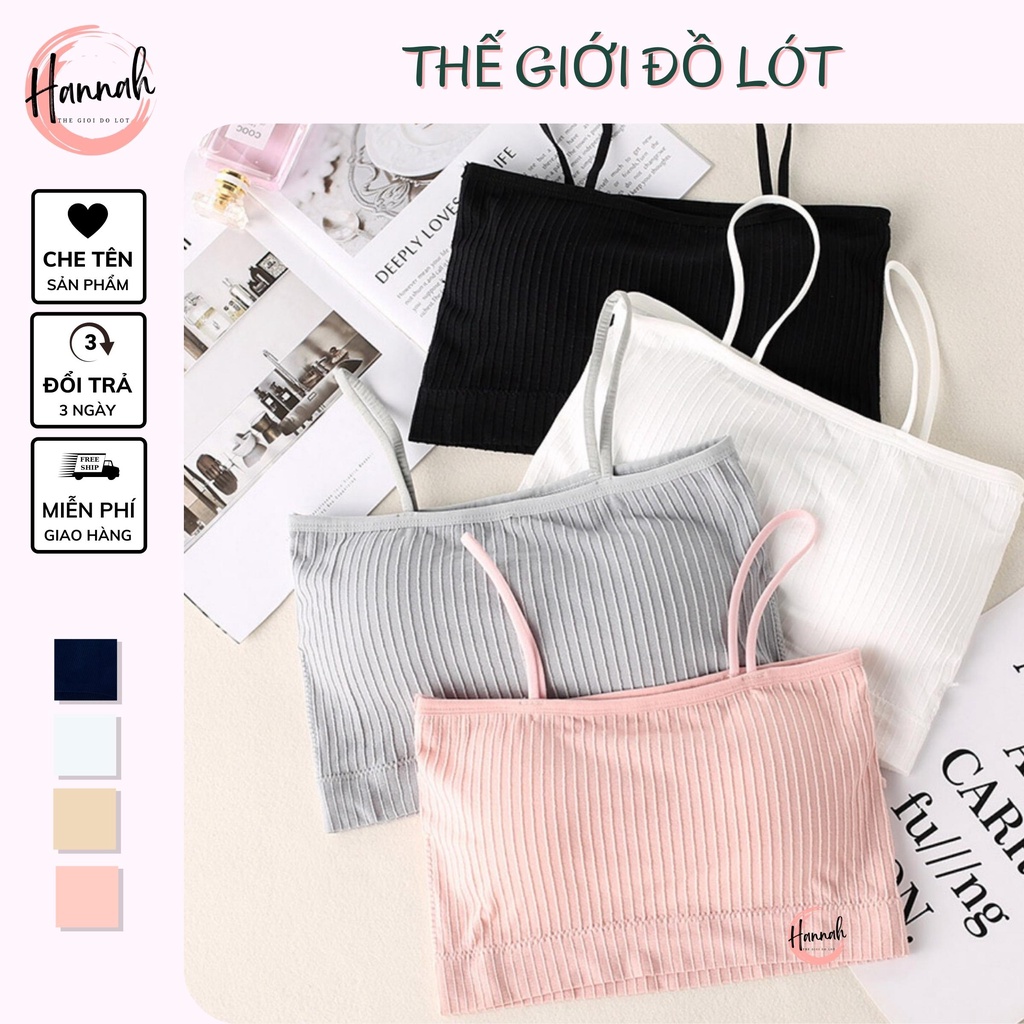 Áo lót nữ BRA cotton gân tăm nâng ngực hai dây dáng quây ngang HANNAH SECRET A06