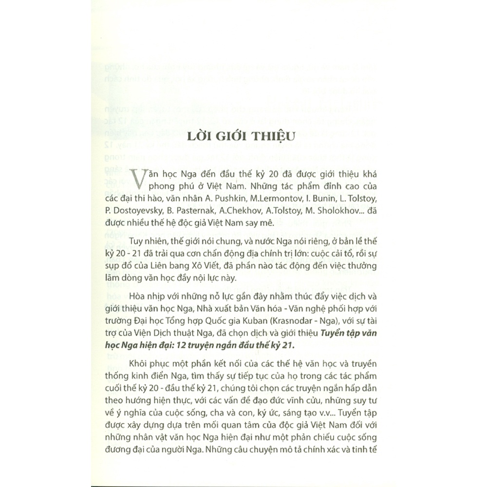 Sách - Tuyển Tập Văn Học Nga Hiện Đại - 12 Truyện Ngắn Đầu Thế Kỷ 21