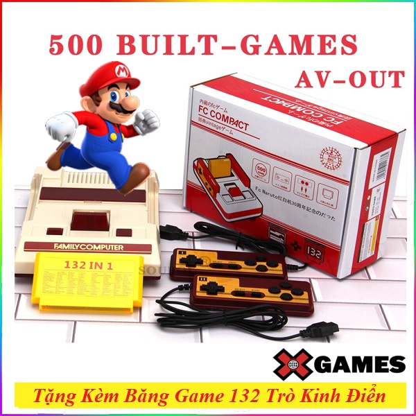 Máy chơi game 4 nút FC Compact 632 trò tích hợp (FULL BOX NEW) Thời Xưa 8X, 9X Contra, Super Mario, Xe Tăng