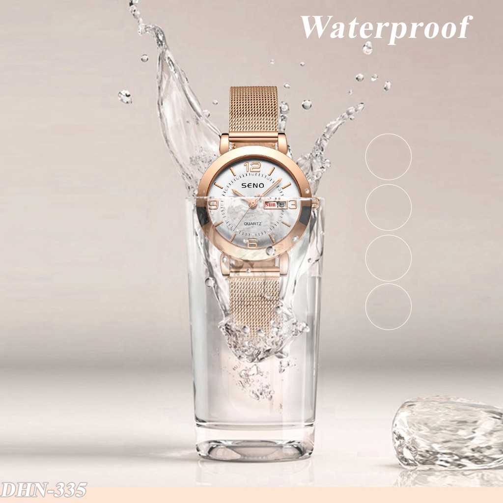 [Video chống nước] Đồng hồ nữ SENO hàng cao cấp dây kim loại chống nước mặt sapphia chống xước bảo hành 12 tháng | BigBuy360 - bigbuy360.vn