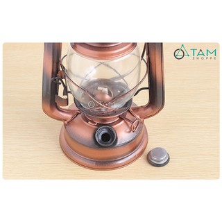 [LOẠI 1 - SƠN TĨNH ĐIỆN] Đèn bão giả cổ đốt dầu màu đồng số 03