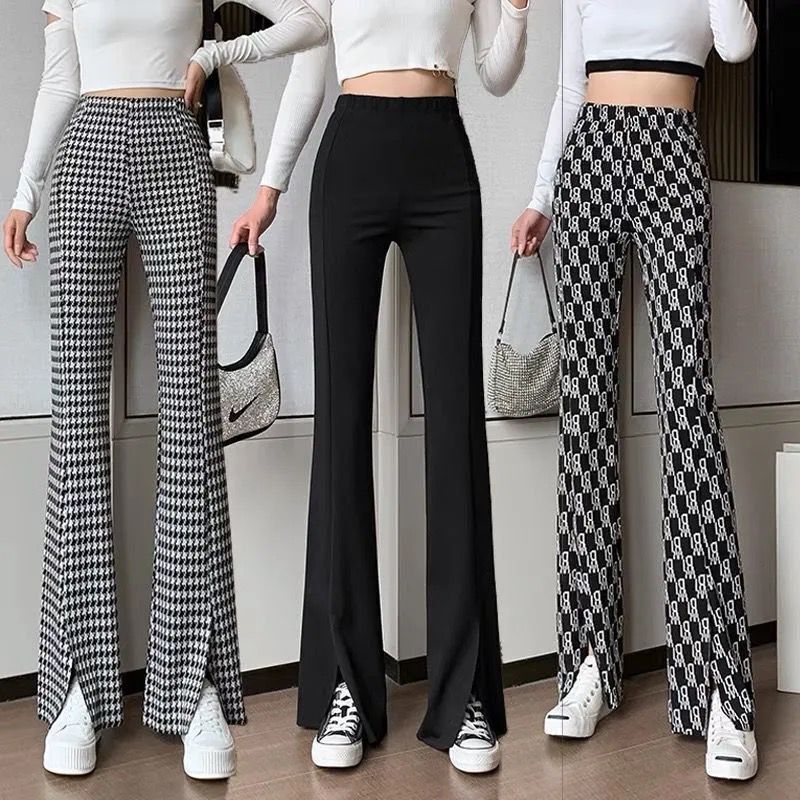 Quần Ống Rộng Lưng Cao Xẻ Tà Cá Tính Dễ Phối Đồ Cho Nữ