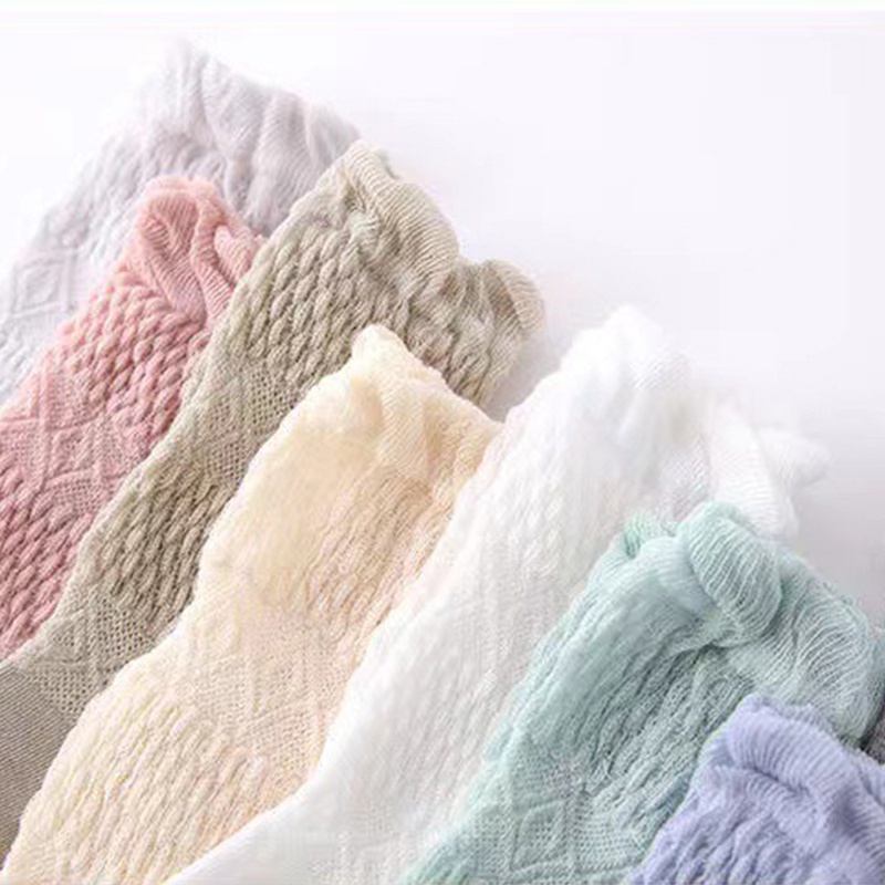 Vớ Cao Qua Gối Phối Lưới Mỏng Thoáng Khí Chống Muỗi Màu Sắc Trơn Dành Cho Trẻ Em
