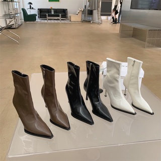 Boot cổ ngắn mũi nhọn da trơn mềm cao cấp