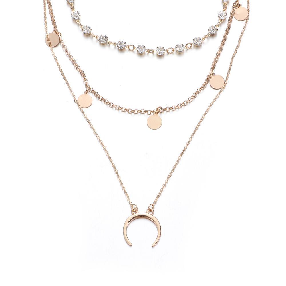 Vòng cổ Nhiều Lớp Thời Trang Cá Tính|Đồng Xu Lưu Niệm Hình Trăng Sao