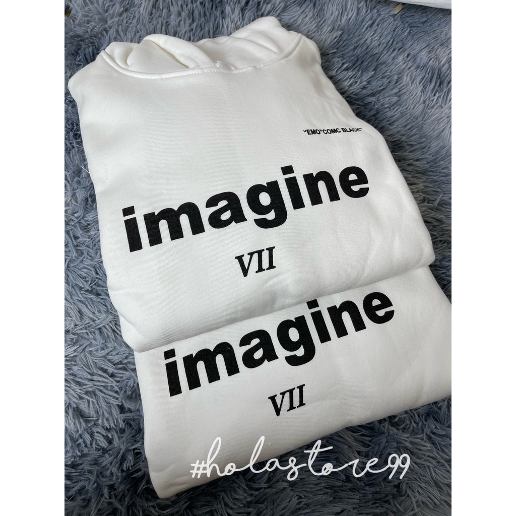 Hoodie nữ 🌸 Áo khoác hoodie imagine nam nữ unisex tay bồng foem rộng màu trắng cá tính HOLA | BigBuy360 - bigbuy360.vn