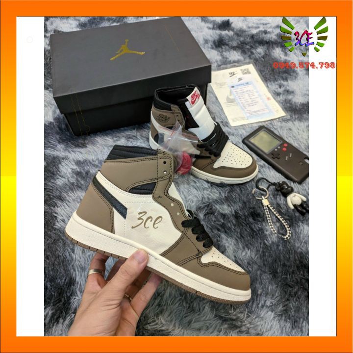 Giày thể thao sneaker 1 low jocdann cao cổ nâu be [hỗ trợ đổi trả] cho nam nữ