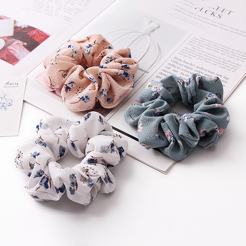 Đồ cột tóc vải chiffon họa tiết hoa xinh xắn C164A