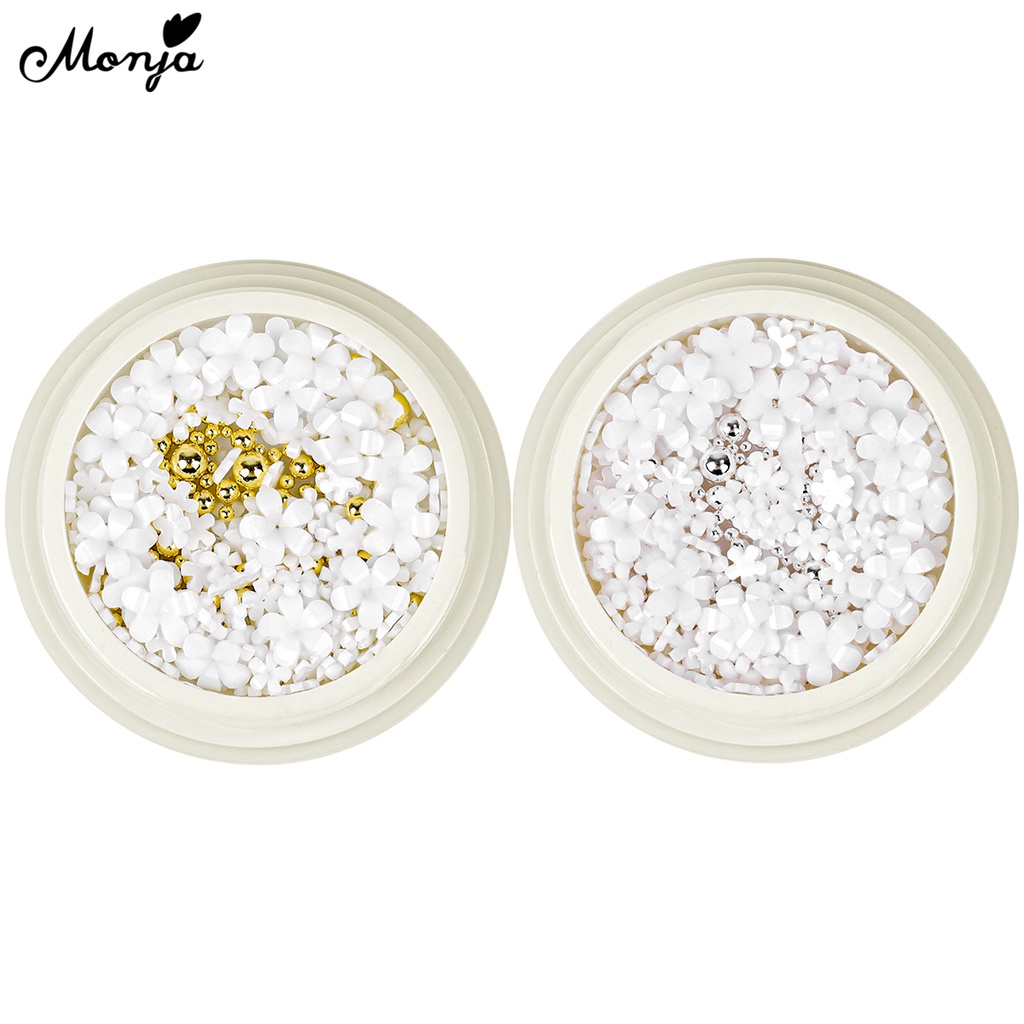 MONJA Hạt Đá 3D Nhiều Kích Thước Bằng Thép Acrylic Trang Trí Móng Tay Nghệ Thuật DIY
