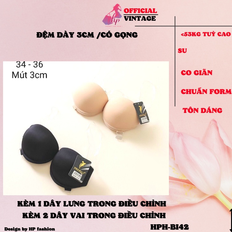 Áo lót cúp nâng ngực tạo khe dây trong suốt, áo ngực có gọng mặc hở lưng vai Bi42
