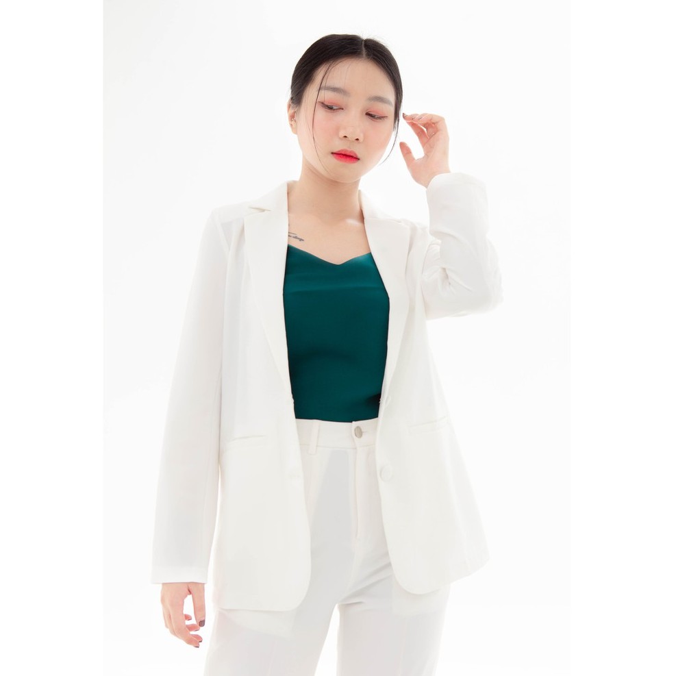 Áo vest nữ blazer KHÀN áo khoác blazer vest nữ trắng tà bầu công sở tay dài 1 lớp phong cách Hàn Quốc | BigBuy360 - bigbuy360.vn