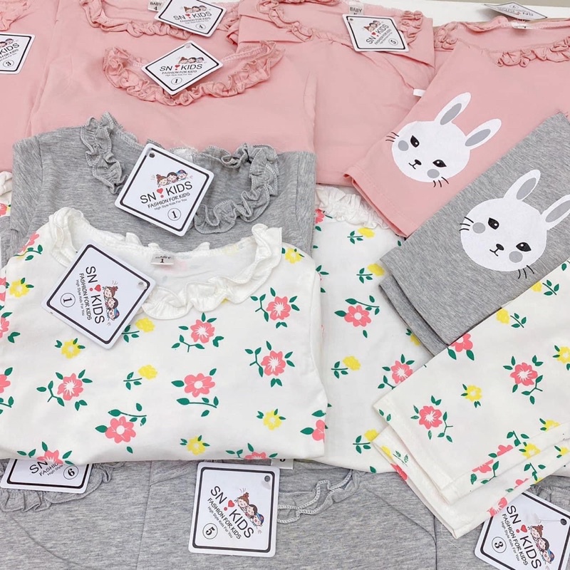 Bộ ngủ cotton dài tay bé gái
