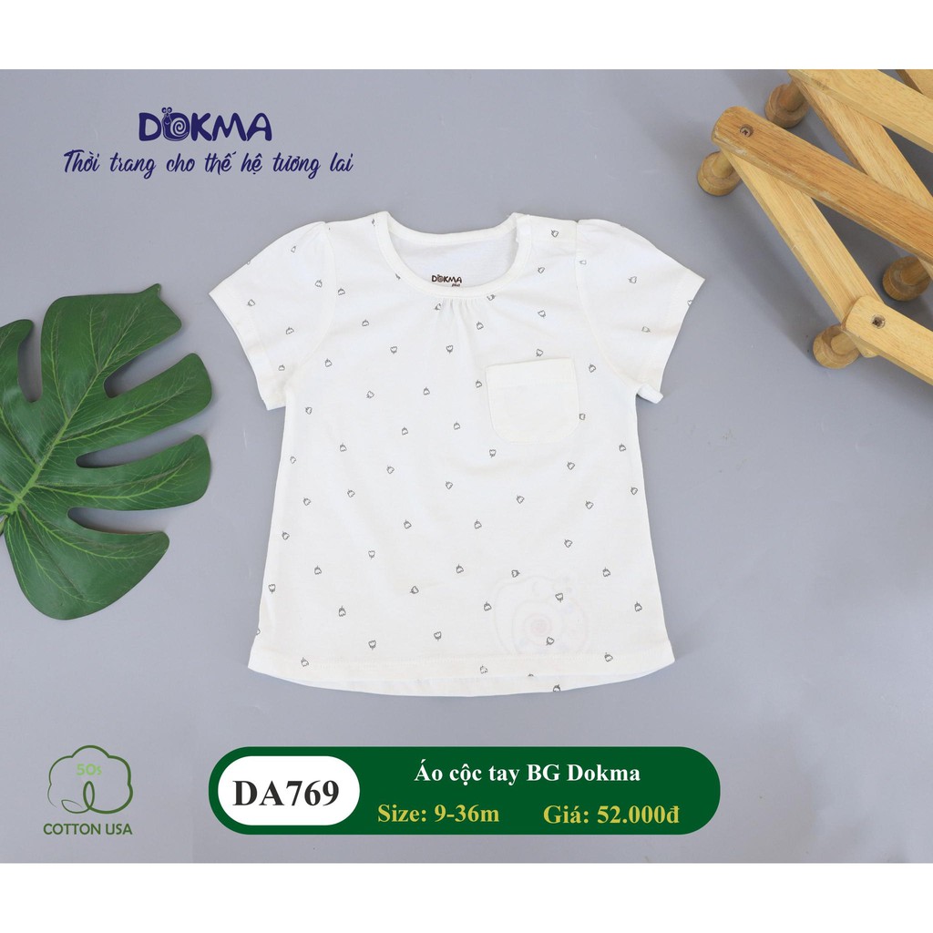 (6-&gt;9 tháng) Áo cộc tay bé gái Dokma- chất cotton Mỹ mềm mát (DA769)