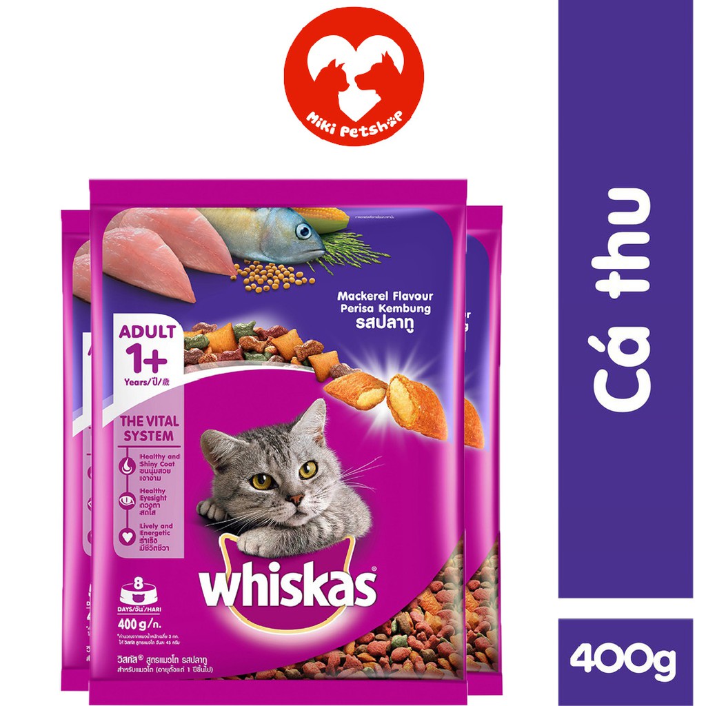 Thức Ăn Cho Mèo Lớn Hạt Whiskas 400g Đủ Vị - Miki Petshop