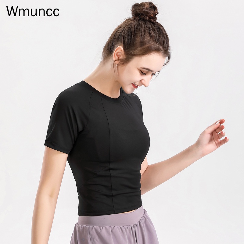 Wmuncc Áo Thun Lưới Tay Ngắn Co Giãn Thoáng Khí Nhanh Khô Dành Cho Nữ Tập Thể Thao