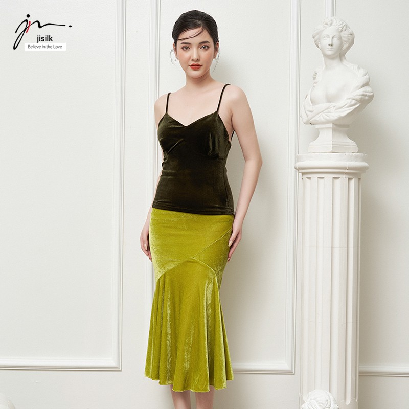 Chân váy đầm đuôi cá nhung thu đông màu đen, ôm body nâng mông thiết kế công sở đi làm đi chơi Queency N.CVD-02 - jisilk | BigBuy360 - bigbuy360.vn