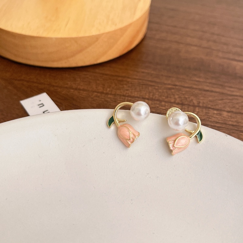 Bông Tai Mạ Bạc 925 Hình Hoa Tulip Phong Cách Hàn Quốc Cho Nữ