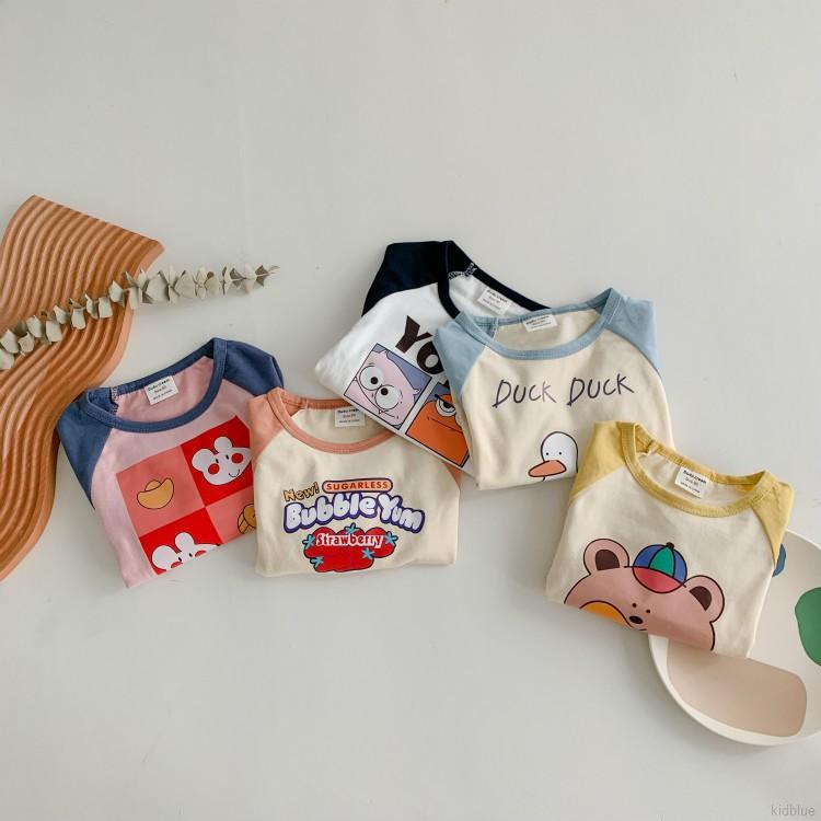 Áo thun dài tay in họa tiết hoạt hình đáng yêu xinh xắn cho bé