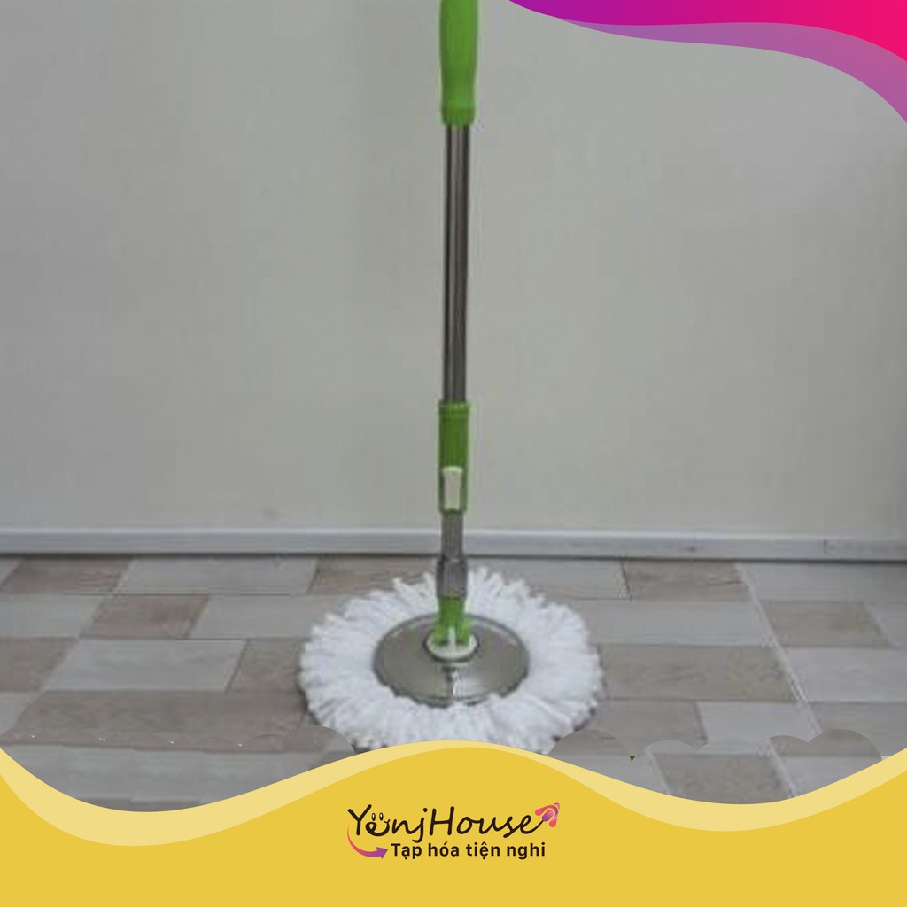 (sale xả kho) Cây lau nhà 360 độ inox lớn + bông lau (màu xanh lá) - YenjHouse