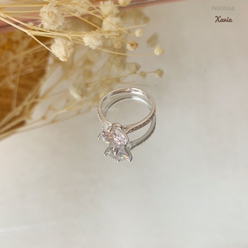 Nhẫn bạc nữ ổ đá pha lê 4 chấu Xavia 🌸 Nhẫn bạc 925 cao cấp 🌸 MIN1907