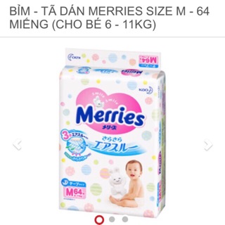 Thanh Lý Bỉm Merries M 64 được tặng thêm 4 miếng