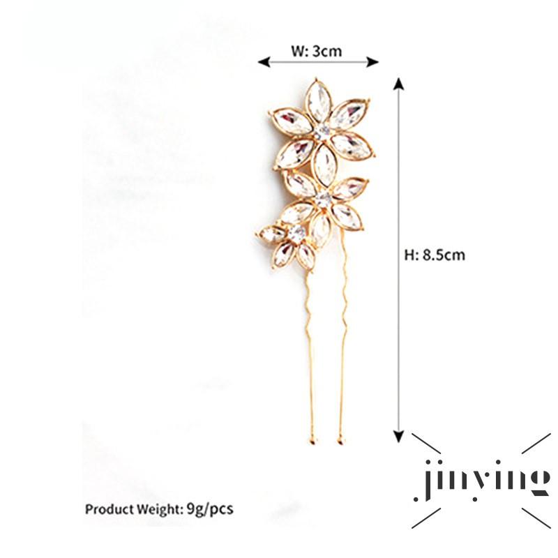 GETNOIVAS Kẹp tóc chữ U hình hoa đính đá thời trang cho nữ
