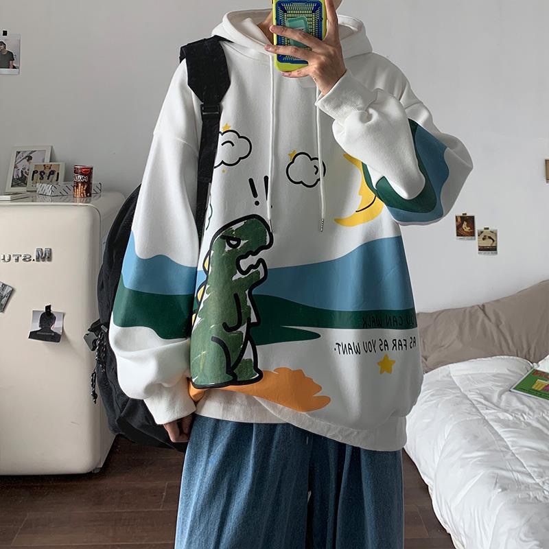 Áo Hoodie Dáng Rộng In Họa Tiết Hoạt Hình Phong Cách Hip Hop Dành Cho Cặp Đôi | BigBuy360 - bigbuy360.vn